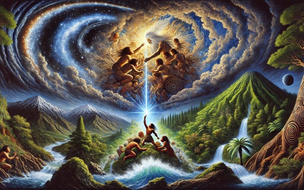 Ranginui (the sky father) and Papatūānuku (the earth mother)