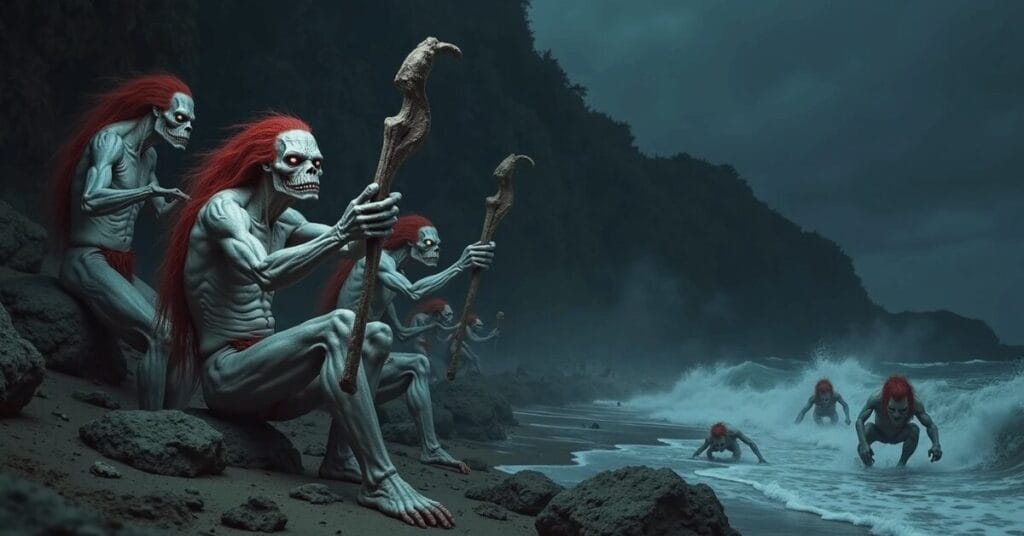 Ponaturi priests with the bones of Wahieroa
