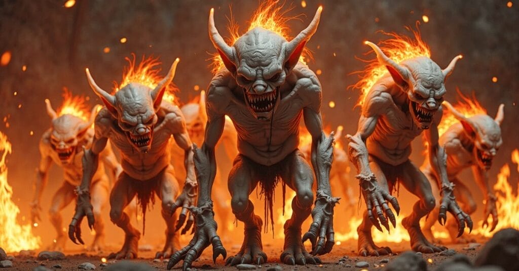 The Ponaturi burning after Tāwhaki and Karihi let in the sunlight